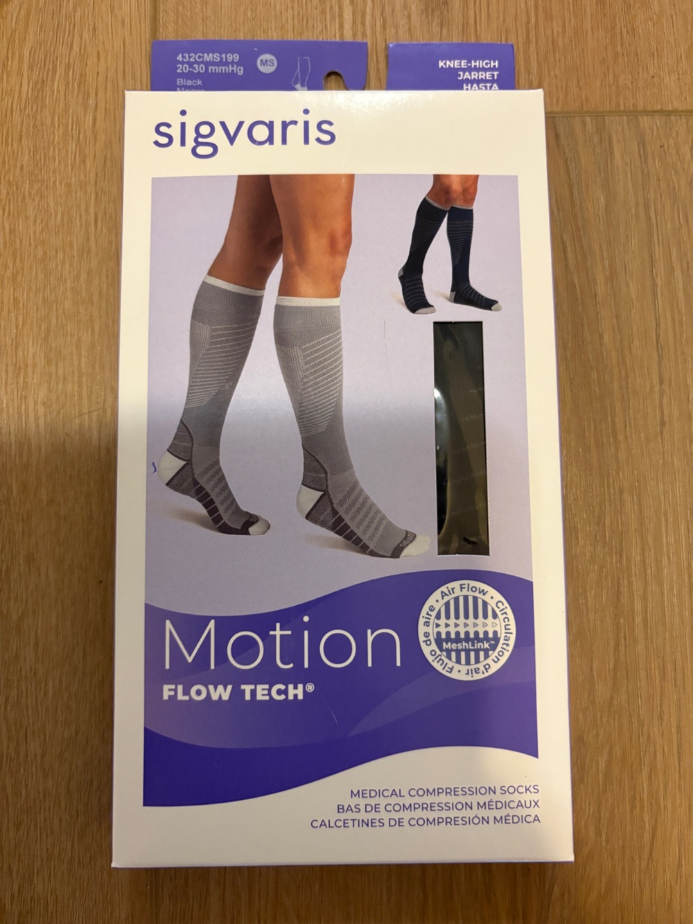 Sugars Motion Flow Tech Knee-High Compression Socks - Black Size Medium Short